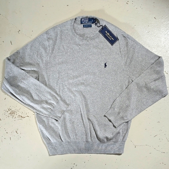 NWT Heather Gray Polo Ralph Lauren Thin Sweater Large Men's - Picture 1 of 12